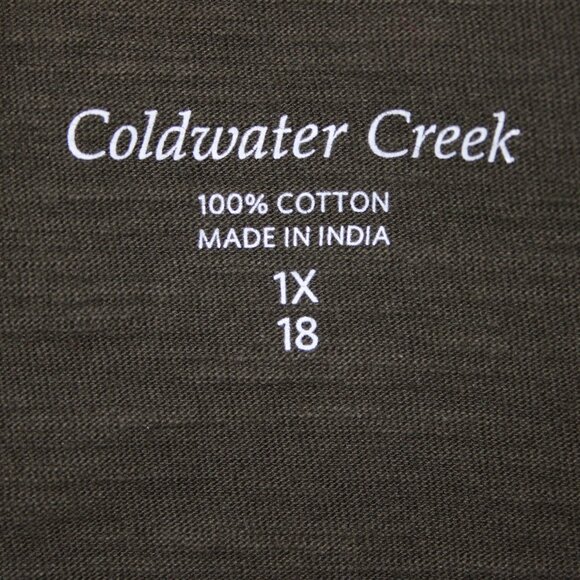 Coldwater Creek Top $75 Sz 1x Green Olive Sequin Chevron Poly Cotton Top - Picture 10 of 16